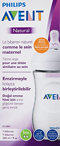 Philips Avent SCF033/17 - Biberón natural de 260 ml, transparente