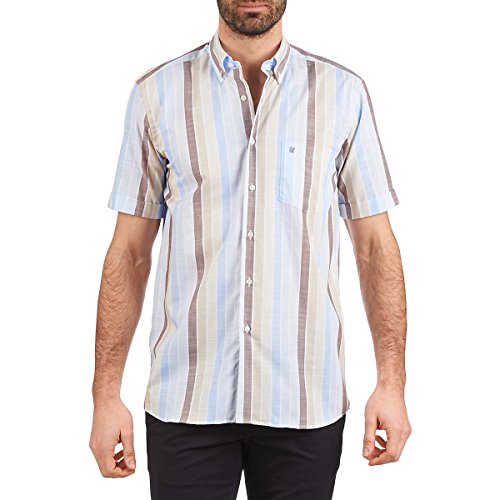 PIERRE CARDIN 539936240-130 Camisas Hommes Azul/Beige/Marrón - EU S (T2) - Camisas Manga Corta