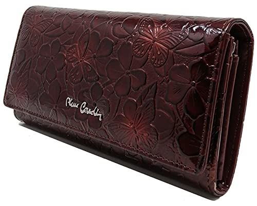 PIERRE CARDIN Cartera de mujer, hermosa, grande, espacioso, cuero, rfi, regalo, cartera con monedero, billetera para niña, marrón