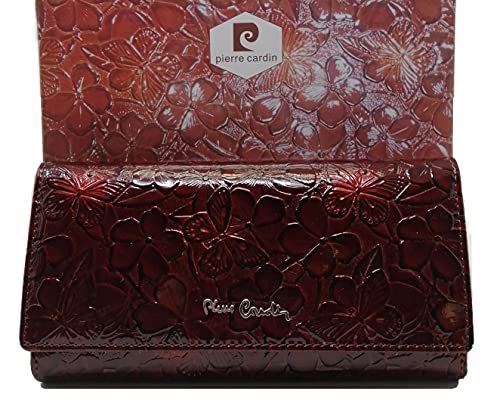 PIERRE CARDIN Cartera de mujer, hermosa, grande, espacioso, cuero, rfi, regalo, cartera con monedero, billetera para niña, marrón