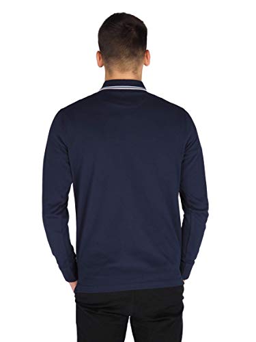 Pierre Cardin Hombre Polo Premium de Manga Larga Ajuste Clásico (Large, Navy (Style 2))