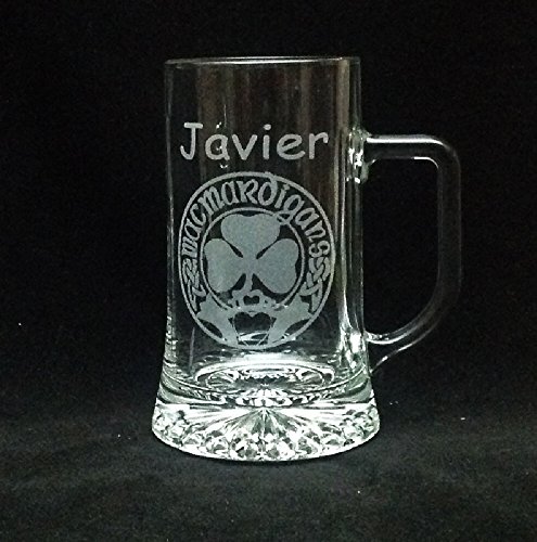 Pierre Cardín Jarra Cerveza Personalizada y grabada con Dibujo, Nombre, Logo, Escudo. como desee (Asa a la Derecha)