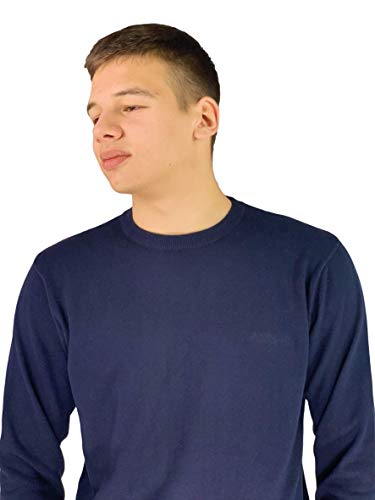 Pierre Cardin Jersei Esencial para Hombre de Punto con Cuello Redondo (XL, Navy)