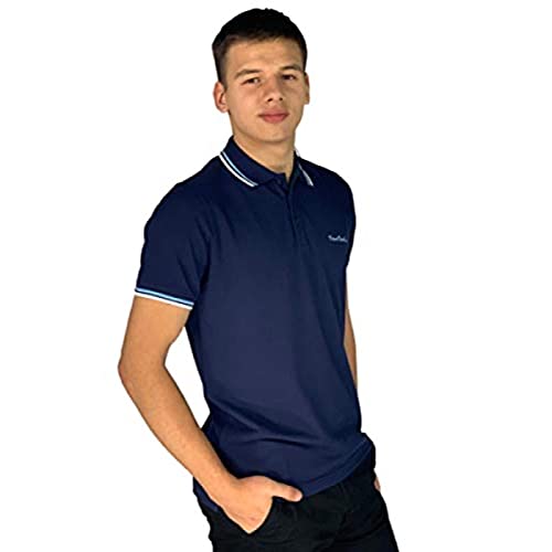 Pierre Cardin - Polo de corte clásico para hombre, con franja en el cuello y las mangas Multicolor azul marino 3XL