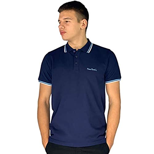 Pierre Cardin - Polo de corte clásico para hombre, con franja en el cuello y las mangas Multicolor azul marino 3XL