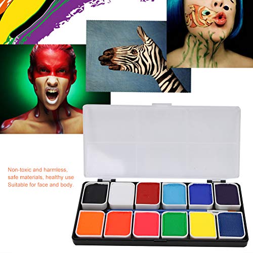 Pigmento de Maquillaje de Cara de 12 Colores, Pintura de Cara de Cuerpo Fan de Juego de Pelota de Fiesta de Halloween a Base de Agua Pigmento de Maquillaje de Lujo DIY