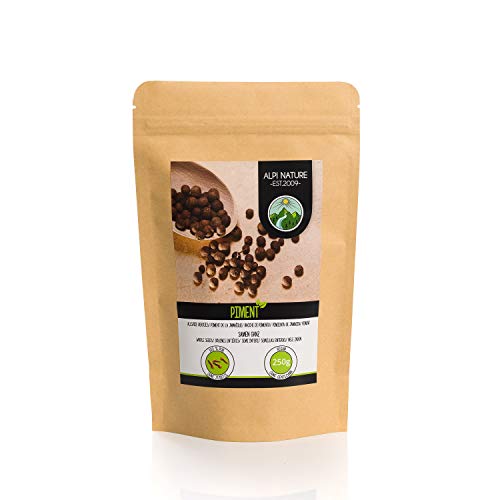 Pimienta de Jamaica entera (250g), granos de pimienta de Jamaica 100% natural, especia sin aditivos, vegana, semillas de pimienta de Jamaica