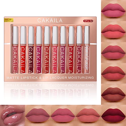 Pintalabios Mate de Larga Duración, Labial Líquido, 10 Piezas Líquido Pintalabios Traje, Pintalabios Mate Liquido Lápiz Labial Pintalabios Impermeable Kit, Labiales Mate Larga Duracion (01)