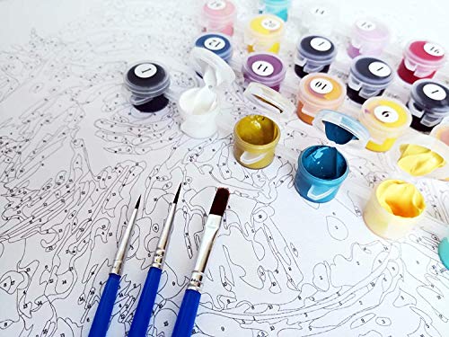 Pintura por números para Adultos DIY Pintura al óleo Kit con Pinceles y Pinturas para Niños Seniors Junior -Con Marco de Madera- Animales - Cara de Tigre - Naturaleza - 40 x 50 cm - PBN26012