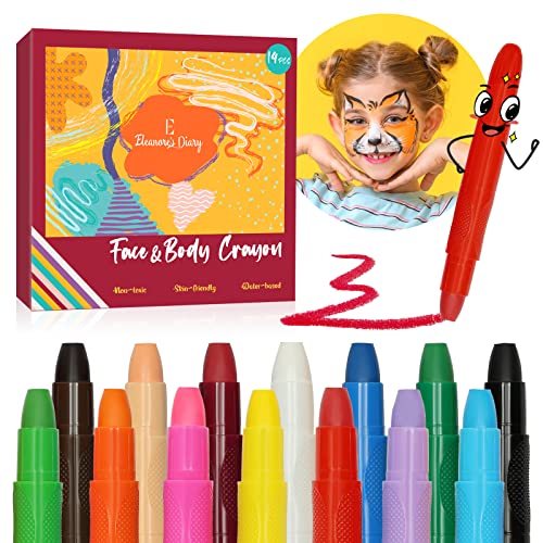 Pinturas Cara para Niños, Eleanore's Diary 14 Colores Crayones de Pintura Facial y Cuerpo, Seguro y No Tóxico, Lavables, Maquillaje Pintacaras para Carnaval, Pascua, Cumpleaños, Cosplay de Maquillaje