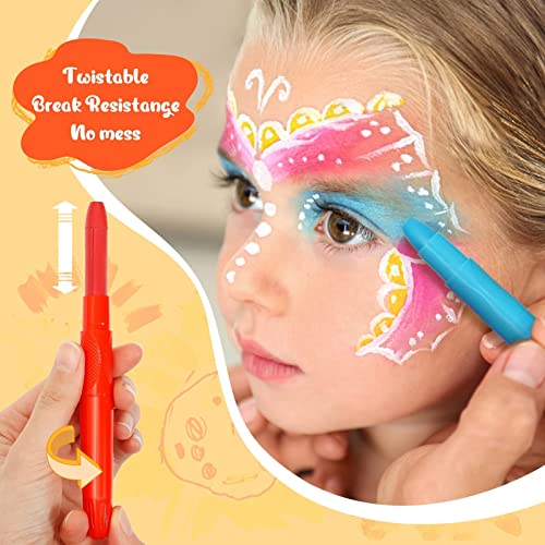 Pinturas Cara para Niños, Eleanore's Diary 14 Colores Crayones de Pintura Facial y Cuerpo, Seguro y No Tóxico, Lavables, Maquillaje Pintacaras para Carnaval, Pascua, Cumpleaños, Cosplay de Maquillaje