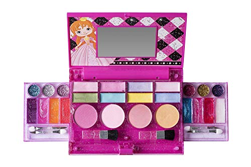 Playkidz- Paleta de Maquillaje cosmético y Real de Lujo Todo en uno para niña con Espejo (Lavable) Mi Primer Cofre Princesa, Color surtido (3045)