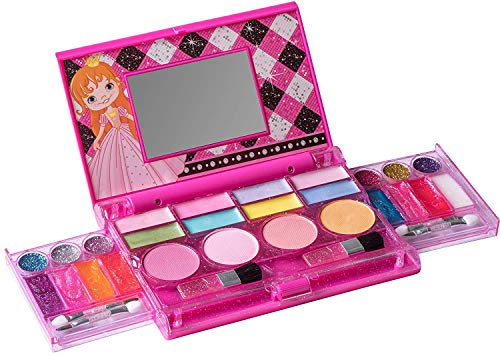 Playkidz- Paleta de Maquillaje cosmético y Real de Lujo Todo en uno para niña con Espejo (Lavable) Mi Primer Cofre Princesa, Color surtido (3045)