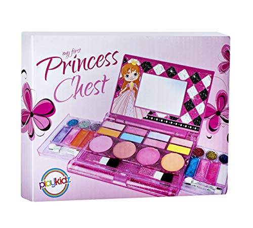 Playkidz- Paleta de Maquillaje cosmético y Real de Lujo Todo en uno para niña con Espejo (Lavable) Mi Primer Cofre Princesa, Color surtido (3045)