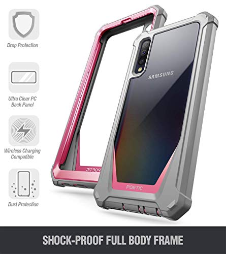 Poetic Guardian Series - Funda para Samsung Galaxy A50 y A50s, diseño híbrido de cuerpo completo a prueba de golpes con protector de pantalla integrado, color rosa y transparente