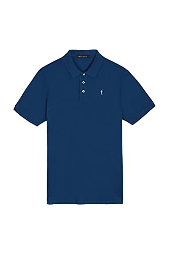 Polo Azul Indigo Piqué para Hombre con Logo Bordado