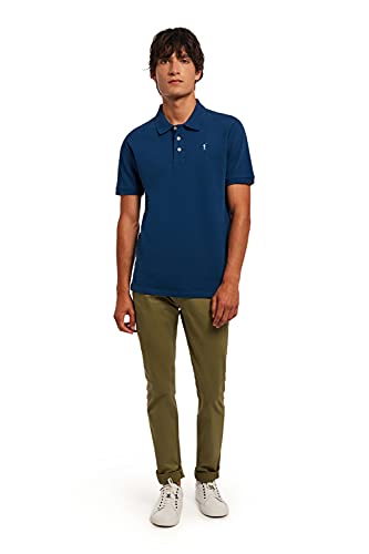 Polo Azul Indigo Piqué para Hombre con Logo Bordado