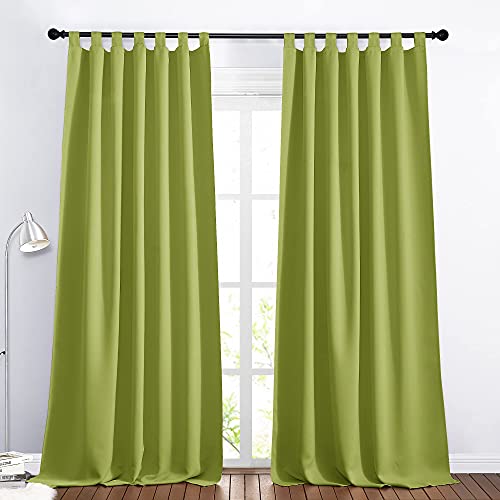 PONY DANCE Cortinas Verde con Trabillas - Cortinas de Navidad Decorativo para Habitación Sala de Estar, 2 Uds, 140 x 245 cm