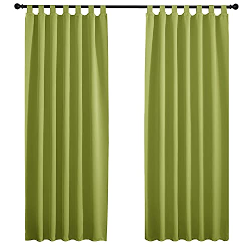 PONY DANCE Cortinas Verde con Trabillas - Cortinas de Navidad Decorativo para Habitación Sala de Estar, 2 Uds, 140 x 245 cm