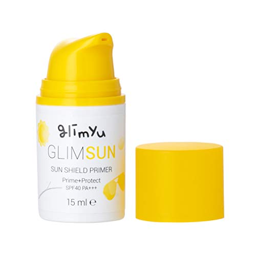 Prebase transparente y Gel solar Glimyu, matifica y afina los poros, protección con SPF 40, cosmética coreana vegana