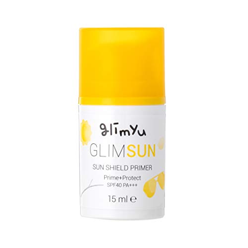 Prebase transparente y Gel solar Glimyu, matifica y afina los poros, protección con SPF 40, cosmética coreana vegana