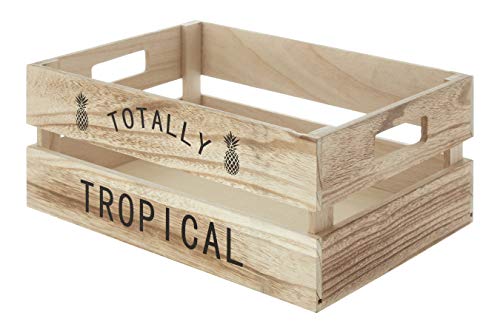 Premier Housewares Caja de Frutas, Totalmente Tropical, Natural, Madera de Paulownia, contrachapado