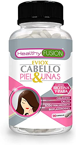 Prevención anticaída del cabello | Fortalece y activa el crecimiento natural del cabello | Acción hidratante de la piel + fortalecedor de uñas | Producto anticaída a base de biotina y colágeno | 90U