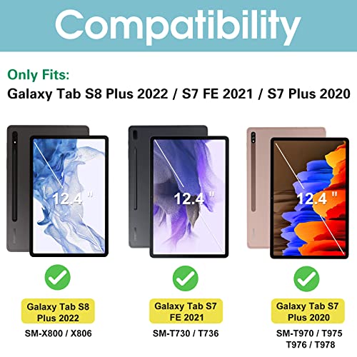 ProCase 2 Protectores de Pantalla para Galaxy Tab S8 Plus 2022/Galaxy Tab S7 FE 2021/Galaxy Tab S7 Plus 12.4" 2020, Screen Protector Vidrio Templado Mica para 12.4 Pulgadas Galaxy Tab S7 Plus S7+ S8+