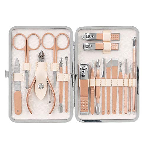 Professional Set de Manicura y Pedicura, Cortauñas Profesional, Tijeras de uñas, Profesionales Manicura Kit, para Manicura y Pedicura, Limpieza de cutículas (18 Piezas)