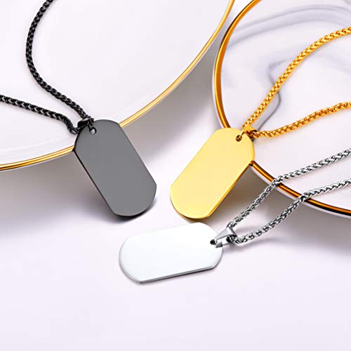 PROSTEEL Joyería Acero Inoxidable Colgante Collar Hombre Placa de Militar Dog Tag ID Pendant Plata