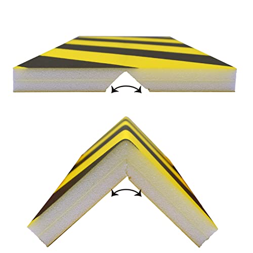 Protector Columnas Garaje - Protector Puertas y paragolpes Coche - 2 Unidades 40x20x2cm +2 Unidades 22x18x2cm (Amarillo/Negro)