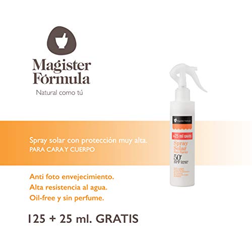 Protector Solar 50 en spray 125 ml + 25 ml GRATIS | Crema solar SPF 50 | Textura Oil free y Apto para Pieles Grasas | Facial y Corporal | Resistente al Agua | Acción Anti-Fotoenvejecimiento