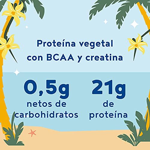 Proteina Vegana Musculos - VAINILLA - Proteinas vegetal de semillas germinadas - Enriquecida con BCAA y creatina - 600 g en polvo