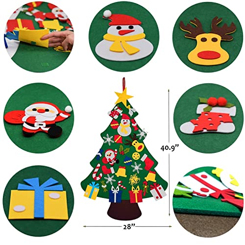 Ptsaying El árbol de Navidad del Fieltro de los 3.3FT DIY Ornamentos 30pc Regalos Colgantes de Navidad de la Pared para Las Decoraciones de la Navidad