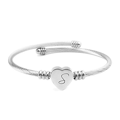 Pulsera corazón con inicial de nombre (S)