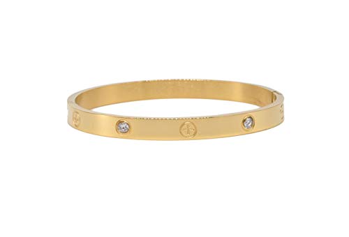 Pulsera de lujo chapada en oro de acero inoxidable estilo simple amor brazalete para mujeres hombres, Acero inoxidable