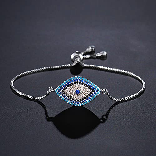 Pulsera de Oro turca de Moda con Mal de Ojo Pave CZ Blue Eye Pulsera de Cadena de Oro joyería de Fiesta Femenina Ajustable