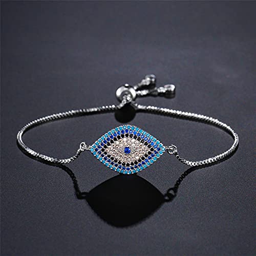 Pulsera de Oro turca de Moda con Mal de Ojo Pave CZ Blue Eye Pulsera de Cadena de Oro joyería de Fiesta Femenina Ajustable