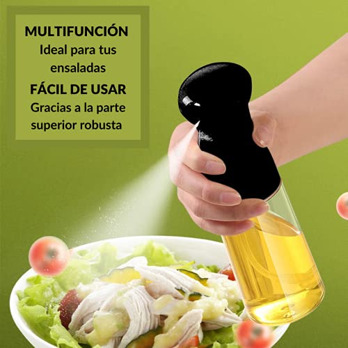 Pulverizador de aceite para cocina, spray aceite cocina, aceitera spray, bote spray pulverizador resistente (Negro)