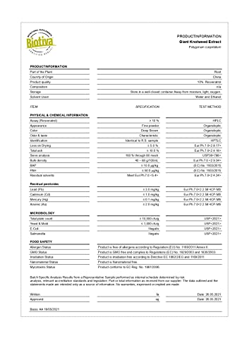 Purativa Extracto de Fallopia japonica - 10% de resveratrol - 90 cápsulas - 500 mg - Polygonum cuspidatum - llenada en Alemania - 100% vegana