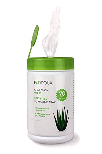 Purdoux - Toallitas húmedas para máscara 100% algodón CPAP sin perfume con aloe vera, 70 toallitas