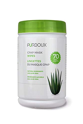 Purdoux - Toallitas húmedas para máscara 100% algodón CPAP sin perfume con aloe vera, 70 toallitas