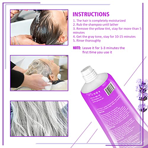 Purple Hair Shampoo Champú Violeta, Champú Morado para Pelo Rubio, Champú Matizante para Cabellos Rubios, Champú antiamarillo, Revitaliza el Cabello Rubio Teñido, Decolorado y con Mechas (100 ml)