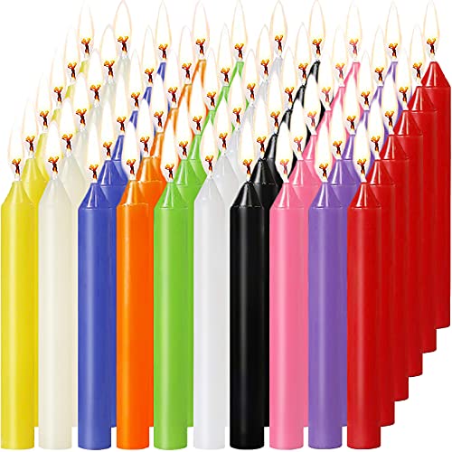 Purpledi Velas 60 Colores Surtidos de hechizos Velas sin Goteo pequeño para Chimes, Magia, Congregación, vigilia con Velas, rituales, Decoración de Fiesta (10 Colores) 4 Pulgadas de Alto