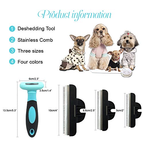 QiCheng&LYS Cuchilla Pelo Corto Perro, Pincel de Belleza para Animales Peine para Perros y Gatos Herramienta Profesional Mane (Azul, 66mm)