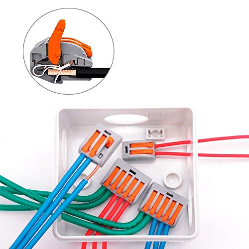 QitinDasen 18Pcs KV222-414 Palanca Tuerca Cable Conector, 4 Puertos Compacto Conductor Conector, Rápido Cable Conector Resorte Bloque Terminal