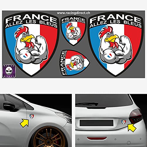 Racing Direct 0083 - Lote de parches autoadhesivos de la selección de Francia, diseño de bandera francesa y gallo