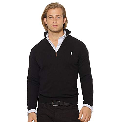 Ralph Lauren Jersei para Hombre con Cuello de Cremallera (XL, Negro)