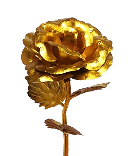 Ramo Flores Rosa Chapada en Oro, Ramo Rosa Artificiales de Papel Oro con Caja de Regalo, Regalo Ideal para el día de San Valentín, día de la Madre, Aniversario, cumpleaños, Navidad, decoración (Oro)