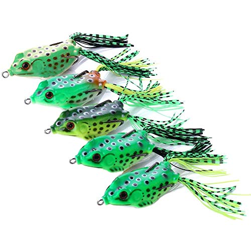 Rana Topwater Señuelo Señuelos de Pesca Ray Frog Señuelos de Rana de Superficie Para Todo tipo de Peces Agua Dulce Agua Salada Cebos Flotantes 3D Señuelos de Rana de Pesca Estilo Aleatorio verde